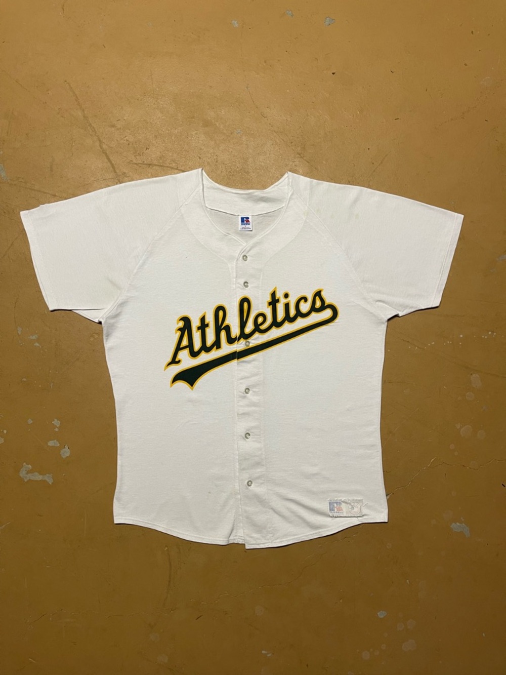 Vintage 90’s Russell Athletic Athletics Button Up Cotton Jersey Large USA